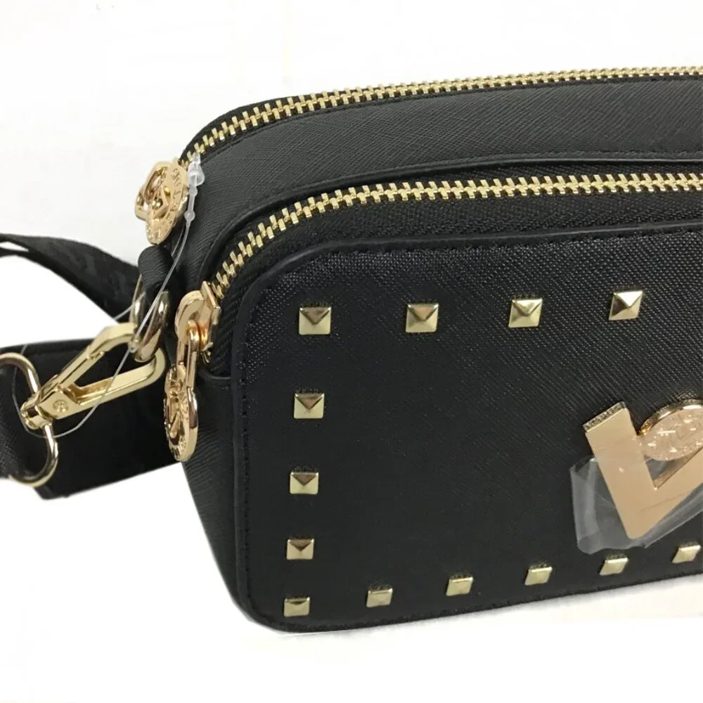 VALENTINO ORLANDI Studded Double Zip Crossbody Camera Bag Purse